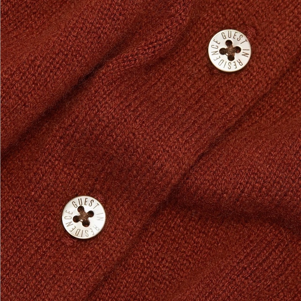 Rust Button-Front Crewneck Cardigan Sweater - Picture 3 of 7